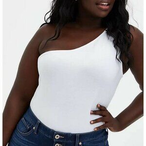 Torrid White Cotton One Shoulder Tank Top Size 3 EUC